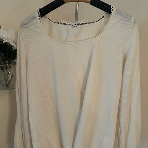 Square neck waffle knit top